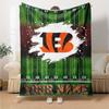 Name Custom Cincinnati Bengals Print Flannel Blanket High Quality Warm Comfortable Cover for All Seasons Perfect for Gifts Home Decor