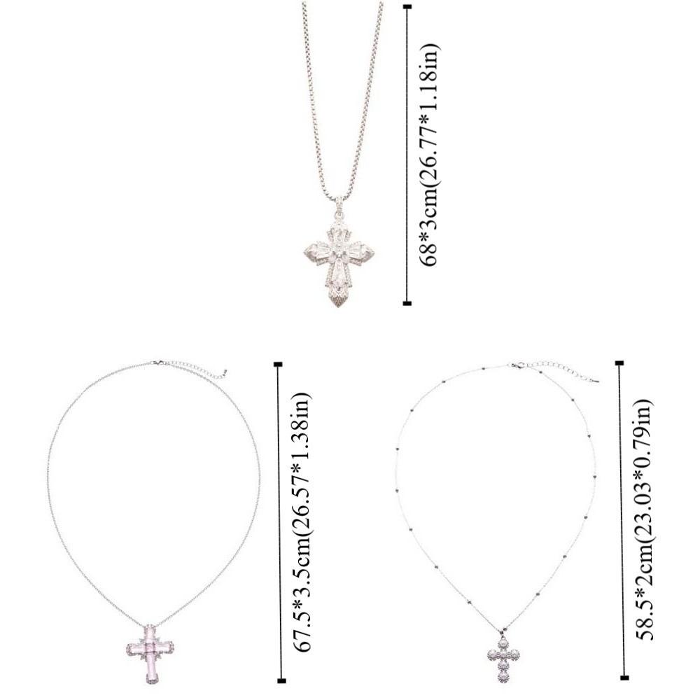 Jewelry Cross Necklace Rhinestone Cross Pendant European American Cross Choker Chain  Girls