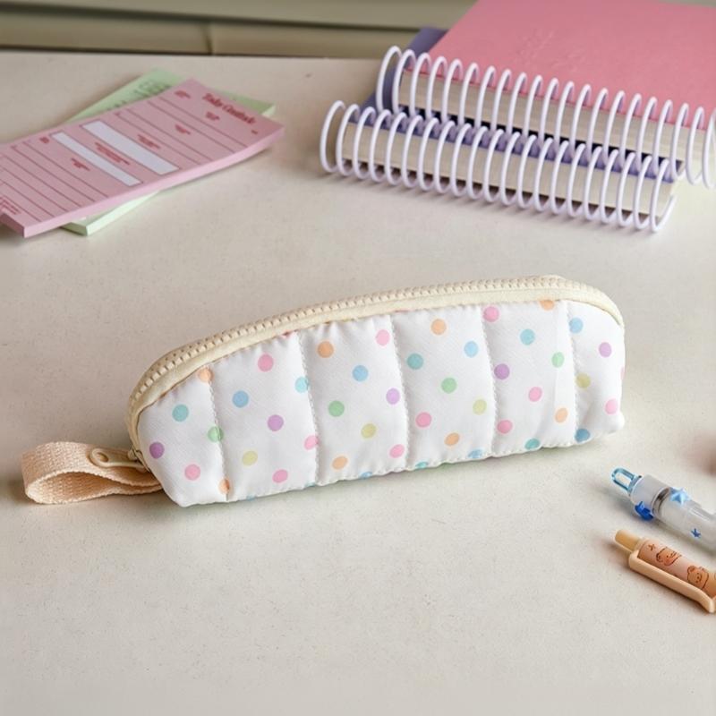 Soft Padded Pencil Case Star Plaid Print Large Capacity Multifunctional Stationery Holder for School Home Office Use