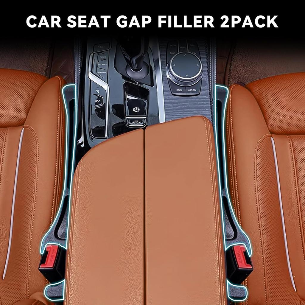 2PCS Car Seat Gap Filler Organizer, No Drop Seat Guard For Cars & SUVs, Automotive Trays & Bags, Car Seat Gap Fillers With Seat Belt Holes, Stopping