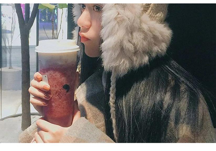 Women's Korean Style Cute Pom-Pom Earflap Hat - Autumn/Winter Warm Woolen Rabbit Fur Knit