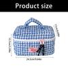 For Travel And Gym Use Convenient Hand Carry Plaids Cosmetic Storage Bag Large Capacity Quilted Heart Embroidery