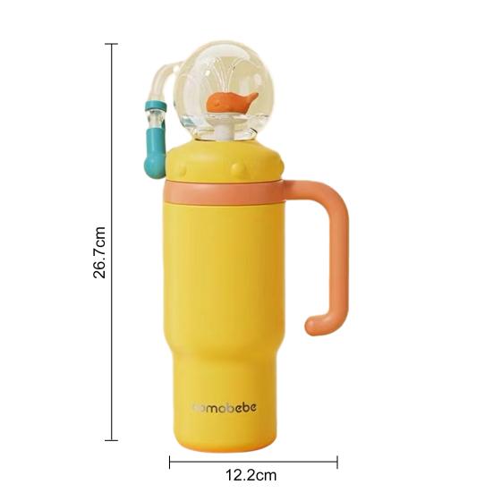Velrybí fontánový kelímek 710ml Nerezový hrnek na pití se zábavným fontánovým efektem Nepropustný Kelímek se slámkou odolný proti rozlití pro děti dospělé