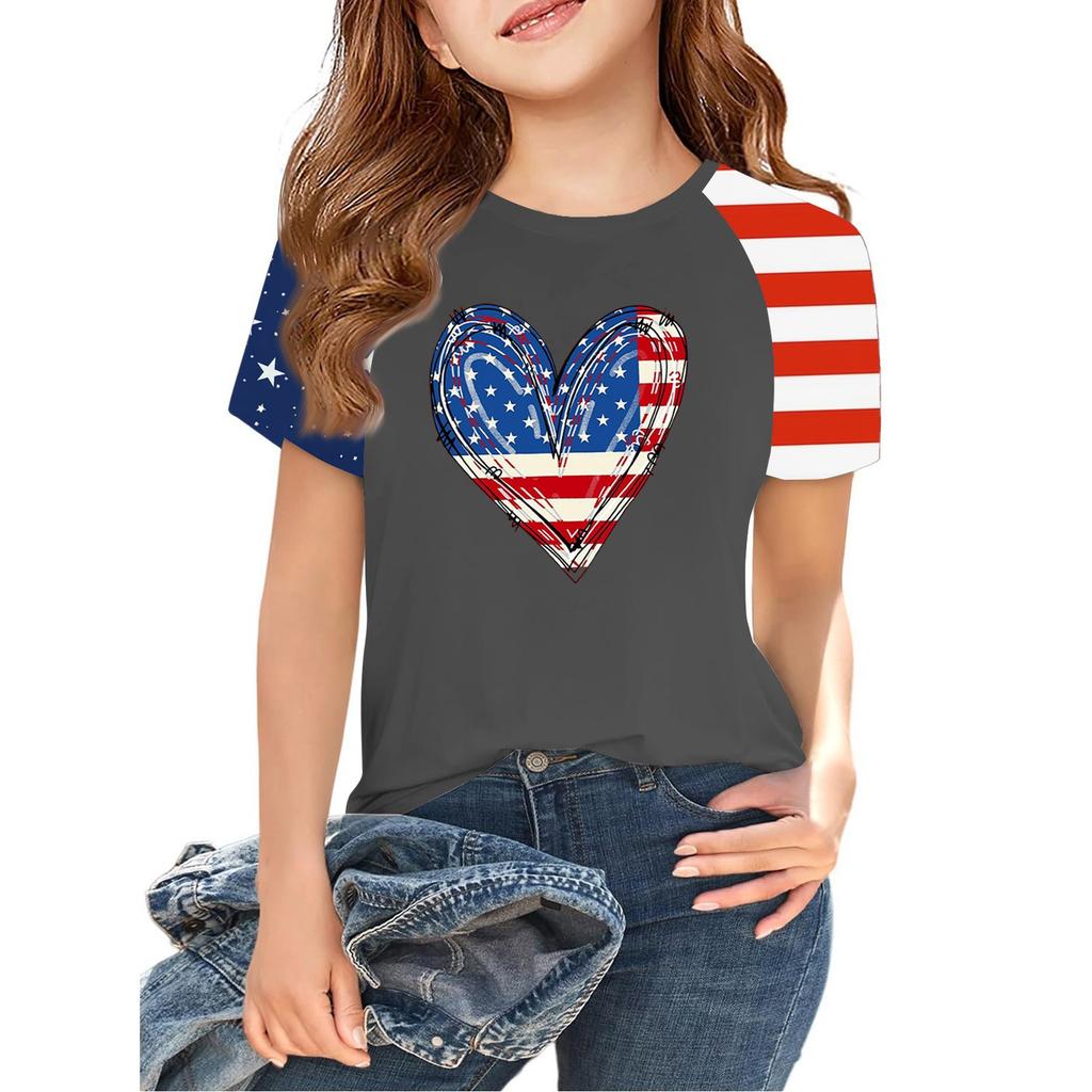 Tops For Youth Kids Boy And Girls 2-10 Years Round Neck Short Sleeve Trendy Tops