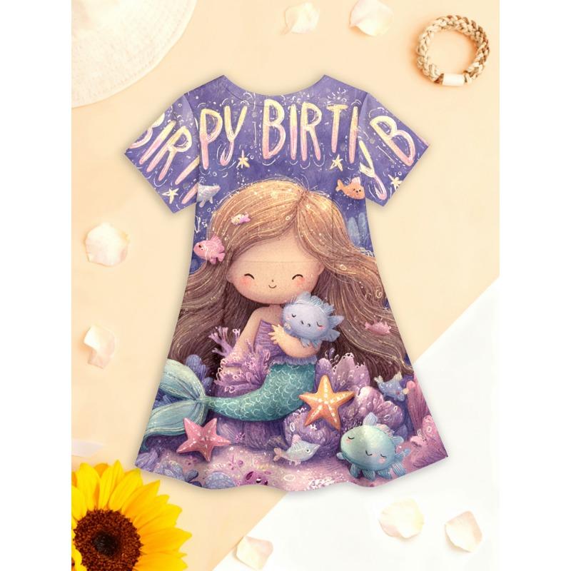 Girls' 3D Summer Dress Panda Illustration - Cute Panda Pattern for Outdoor Play, Birthday Parties, School Events