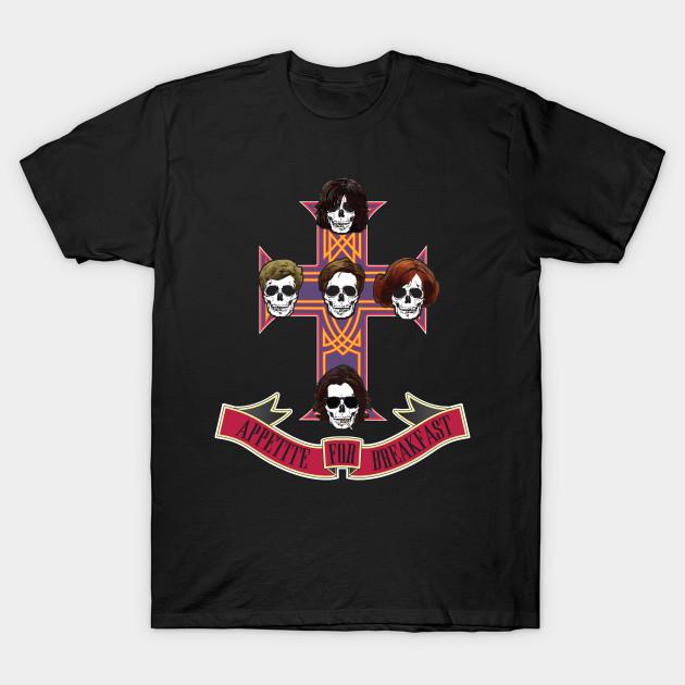 

Men Black Print T-shirt Appetite For Breakfast No-Cut Transfer Paper Print Cotton Tshirt 3XL