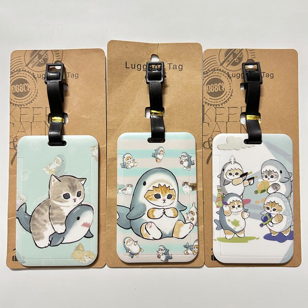 New Cartoon Cat Portable Luggage Tag Women Travel Accessories PVC Luggage Label Men Portable Anti-loss Address Name Tag