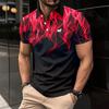 Camiseta Polo de Manga Corta con Estampado de Llamas de Moda, Ropa Casual Elegante para Hombre