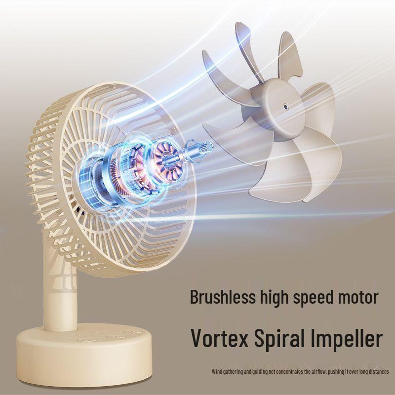 USB Rechargeable Oscillating Desktop Fan - Low Noise, Portable, Detachable, and Washable