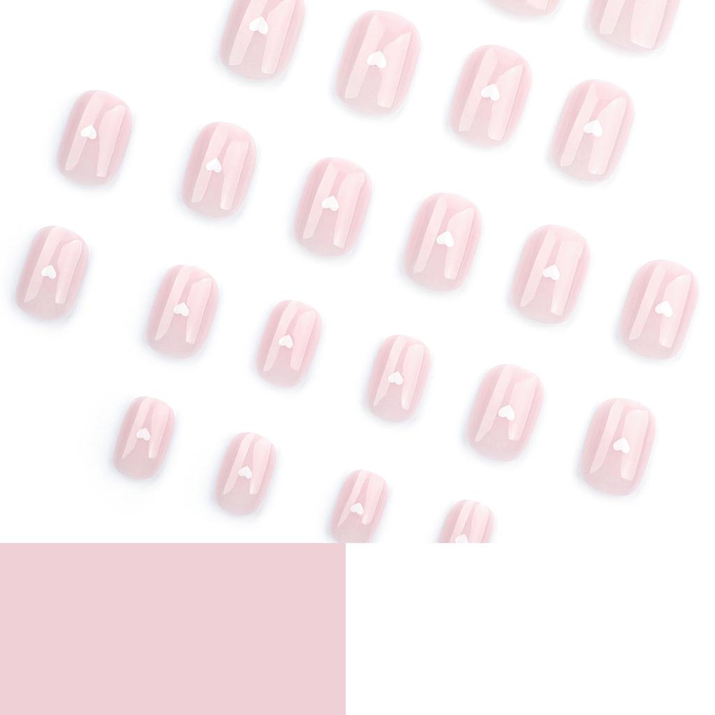 24pcs nude nail art fake nail white small love wearable nails nails nails