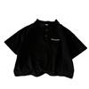 Cool Summer Cotton Stand-Up Collar Casual Embroidered T-Shirt for Boys and Girls (Oversized)