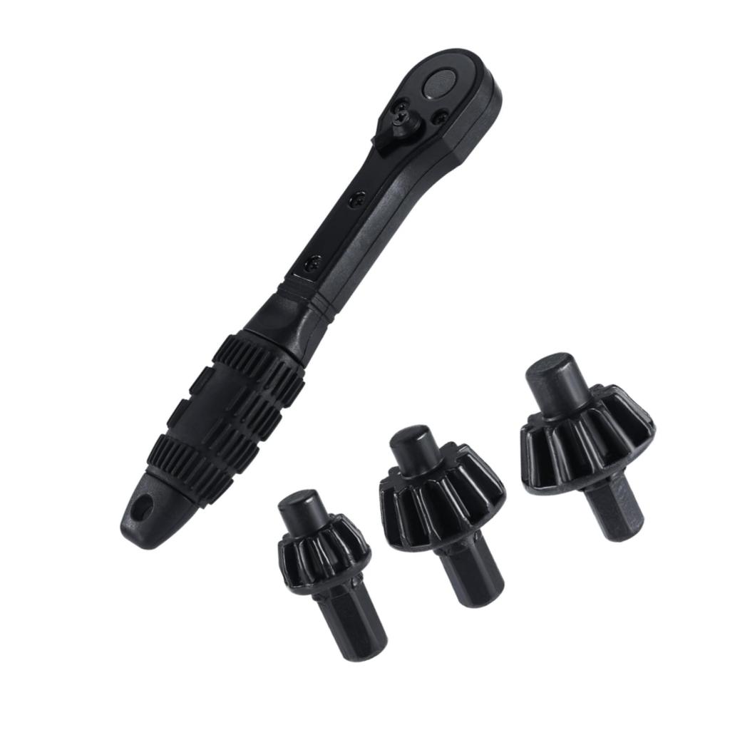 Universal Ratchet Key for Drill Chuck 2-in-1 Double Head Carbon Steel Clamping Tool for Electric Drills Power Tools Black 15 cm with 3 Drill Bits