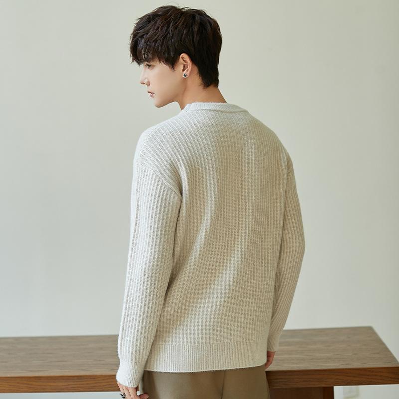 Crew Neck Sweater Men's Knitted Sweater New Pullover Inner Sweater High-end Outer Bottoming Sweater Autumn and Winter