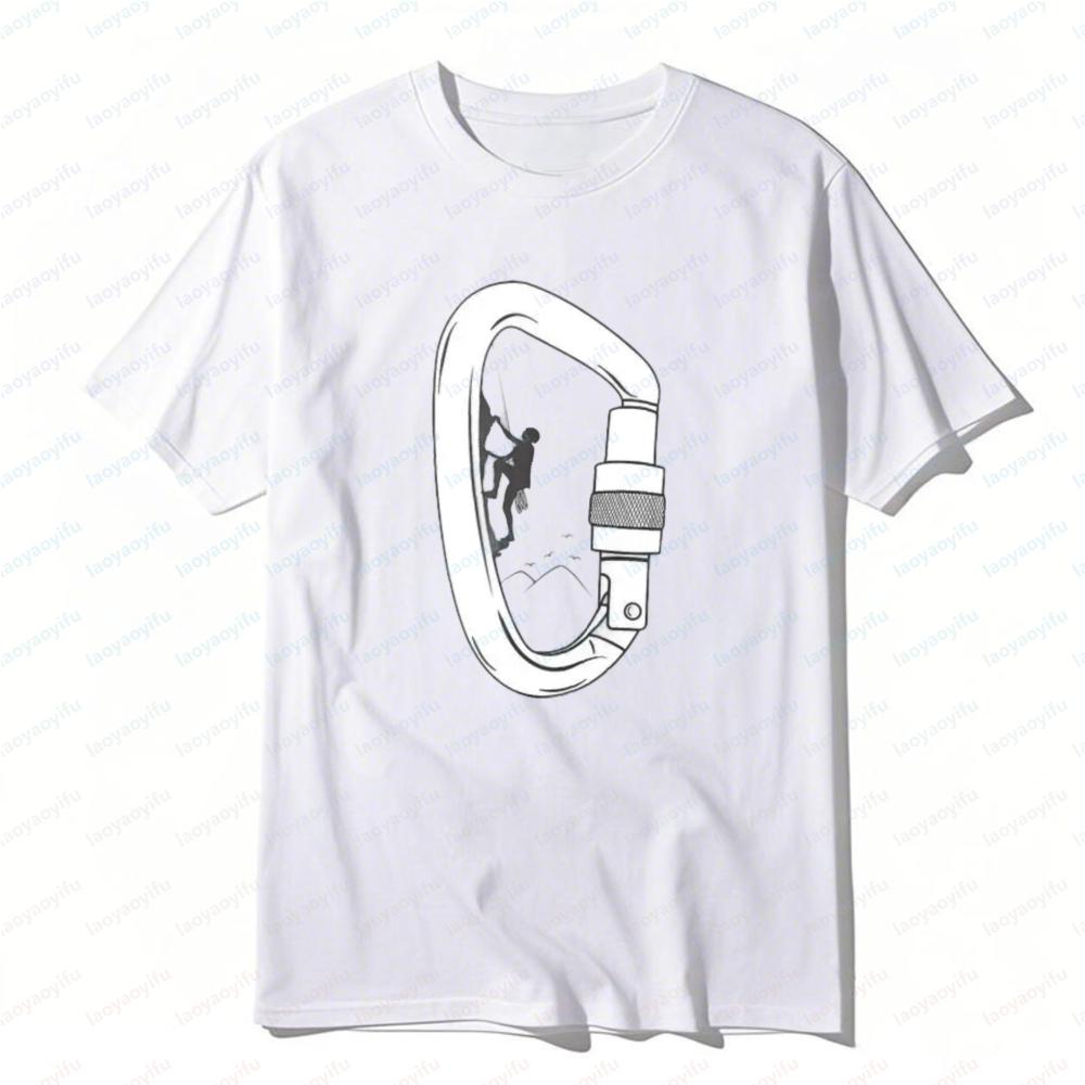 Carabiner Climbing Gear Printed Tshirt Outdoor Adventure Tee Climber Graphic Summer Casual Mountain Sport Unisexs Tops Camisetas