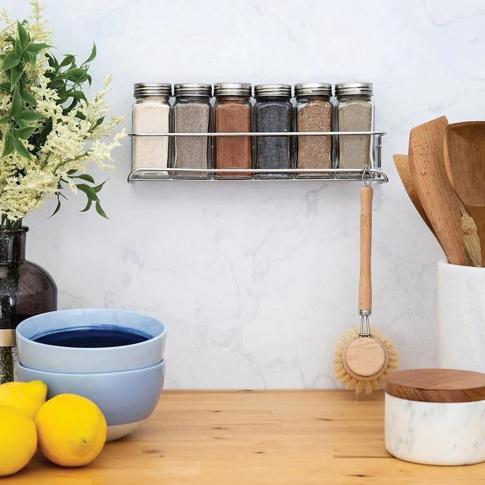 Chrome Spice Rack Wall Mount Organizer Kitchen Storage Shelf with Mounting Hardware Cabinets and Pantries