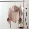 Thick Knit Winter Knitted Cape Cozy Texture Solid Neck Collar Hooded Triangle Scarf  Daily Travel