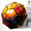 1pc Soccer Ball Artwork Automatic Folding Umbrella, 8-Rib Durable Iron Frame, Compact Travel Umbrella for Women & Men 014
