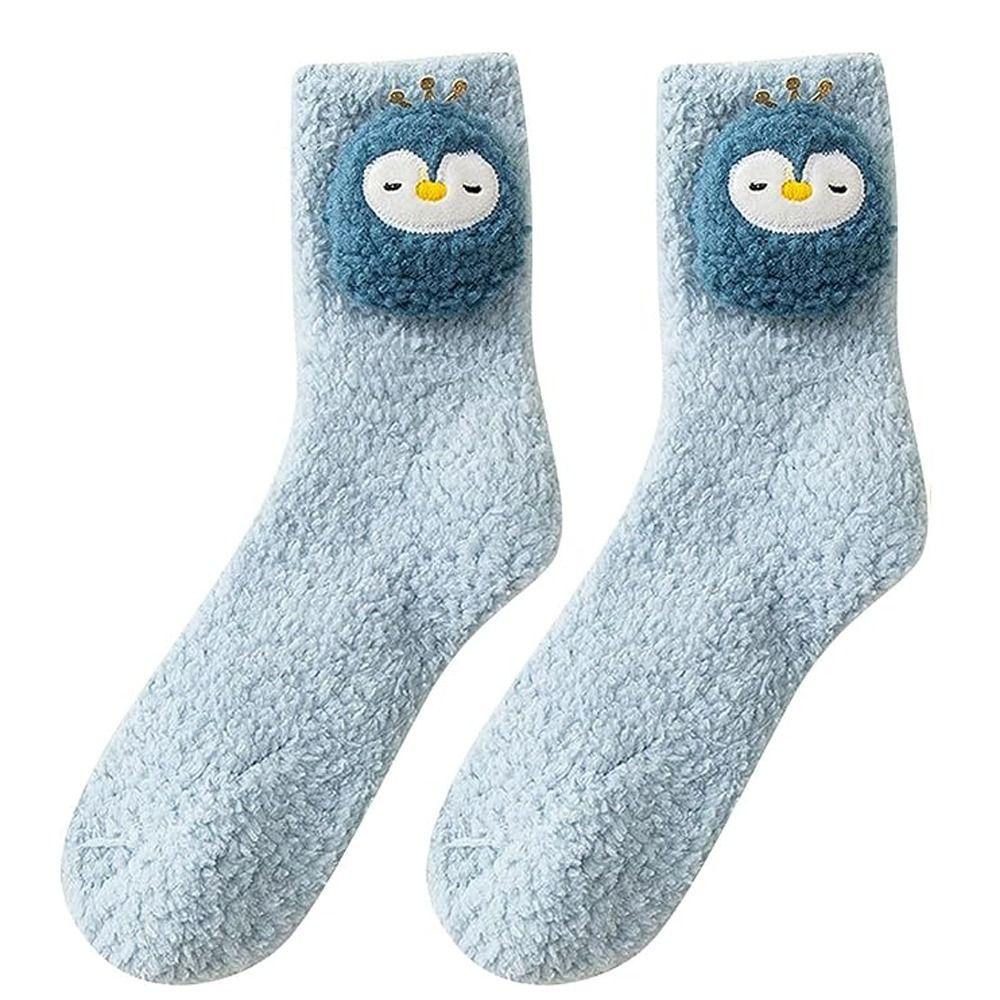 Warm 3D Animal Cartoon Socks Soft Coral Fleece Fluffy Animal Plush Socks Floor Socks  Women Girls