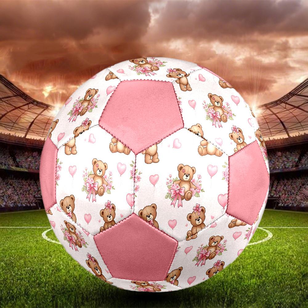 1PC Teddy Bears Balloons Abstract Colorful Soccer Ball Size 5 Football Machine Sewn Indoor/Outdoor Universal Football Gift W8