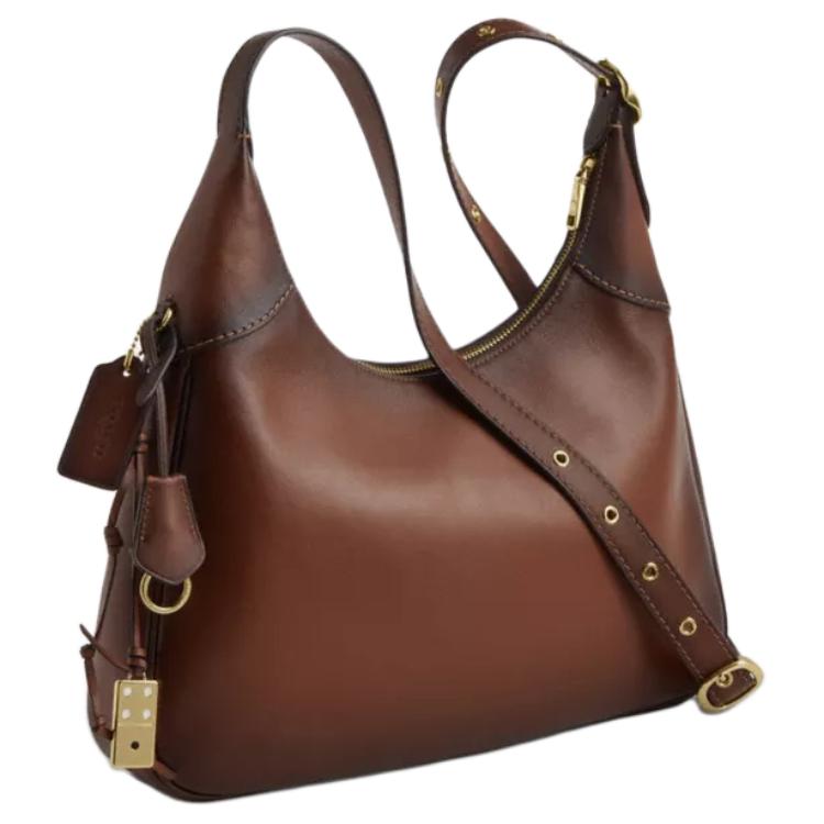 Coach Ella 35 Brand Logo Unique Design Leather Shoulder Bag Large Women Shoulder Bag Redwood CDY36-IMR1W