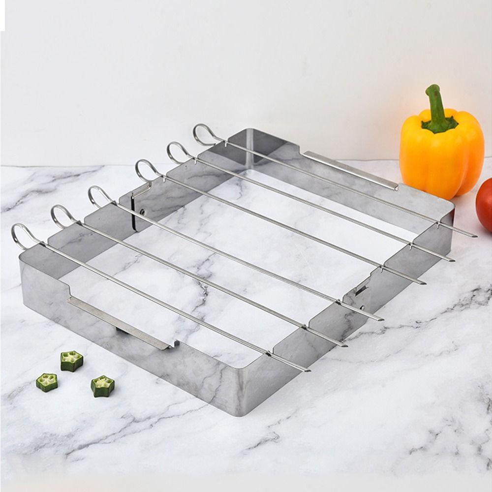 Foldable BBQ Skewer Rack Set Stainless Steel Outdoor Grill Tools BBQ Grill Rack  Picnic