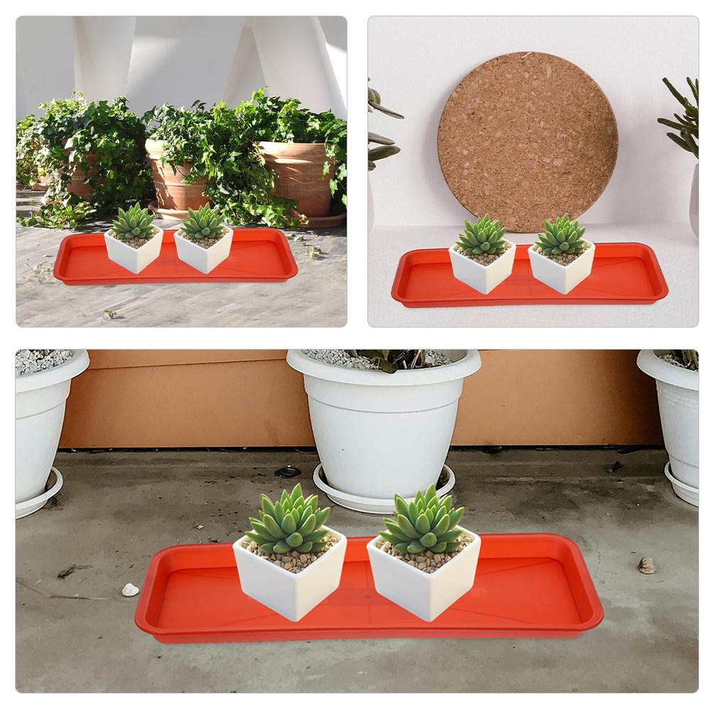 5Pcs Plastic Plant Tray Rectangular Light Brown Shallow Drip Tray for Flowerpot Water Catcher Window Sill Planter Saucer