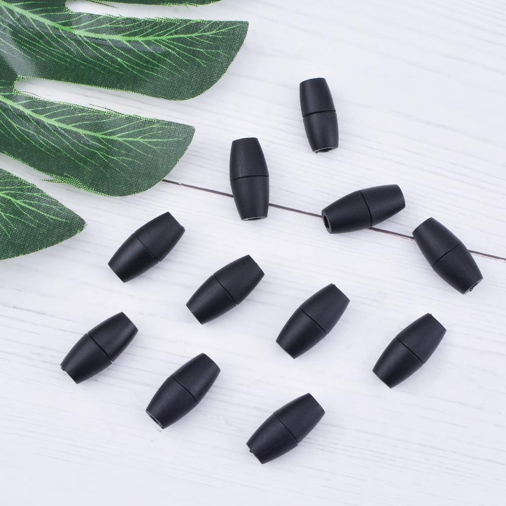 WANDIC Breakaway 100pcs Black Plastic Bead Barrel Connectors Safety Clasps Buckles for Necklaces Straps Bracelets DIY Crafts Making Clasps,