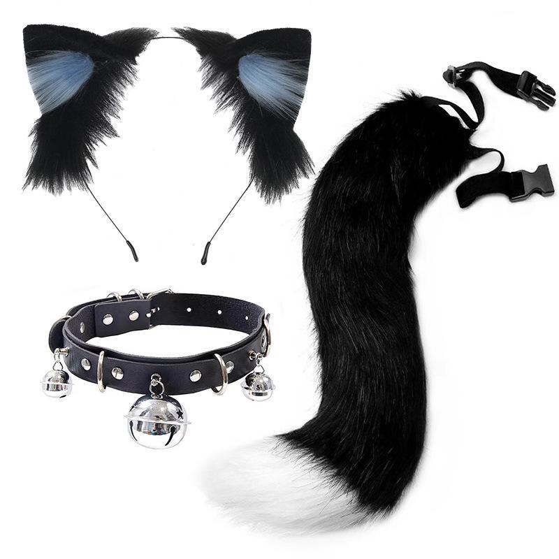 Handmade Cat Ears & Tail Set: Cute Cosplay Hair Accessories for Catgirl