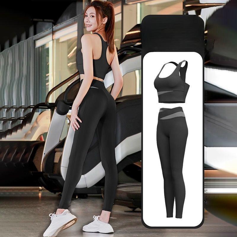 High Waist Yoga Pants for Women Butt Lifting Workout Leggings Slim Fit Sports Outfit 2 Piece Sets Tights