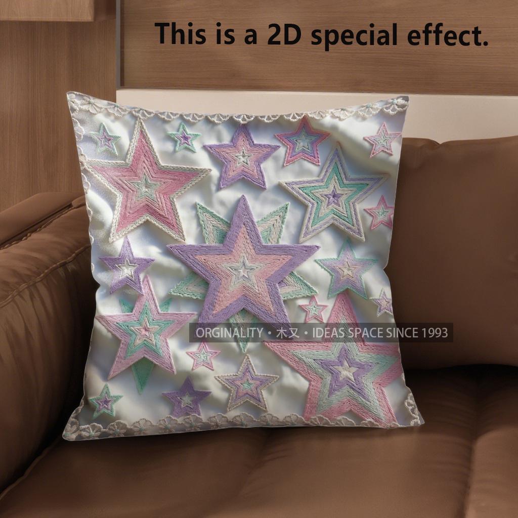 2D Boho Starry Pastel Print Throw Pillow Covers Pattern Cushion Cover Suitable For Sofa Bedroom Car Pillow Cover