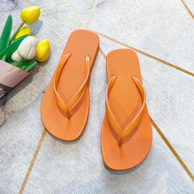 Women's summer new soft-soled non-slip solid-color flip-flops beach shoes