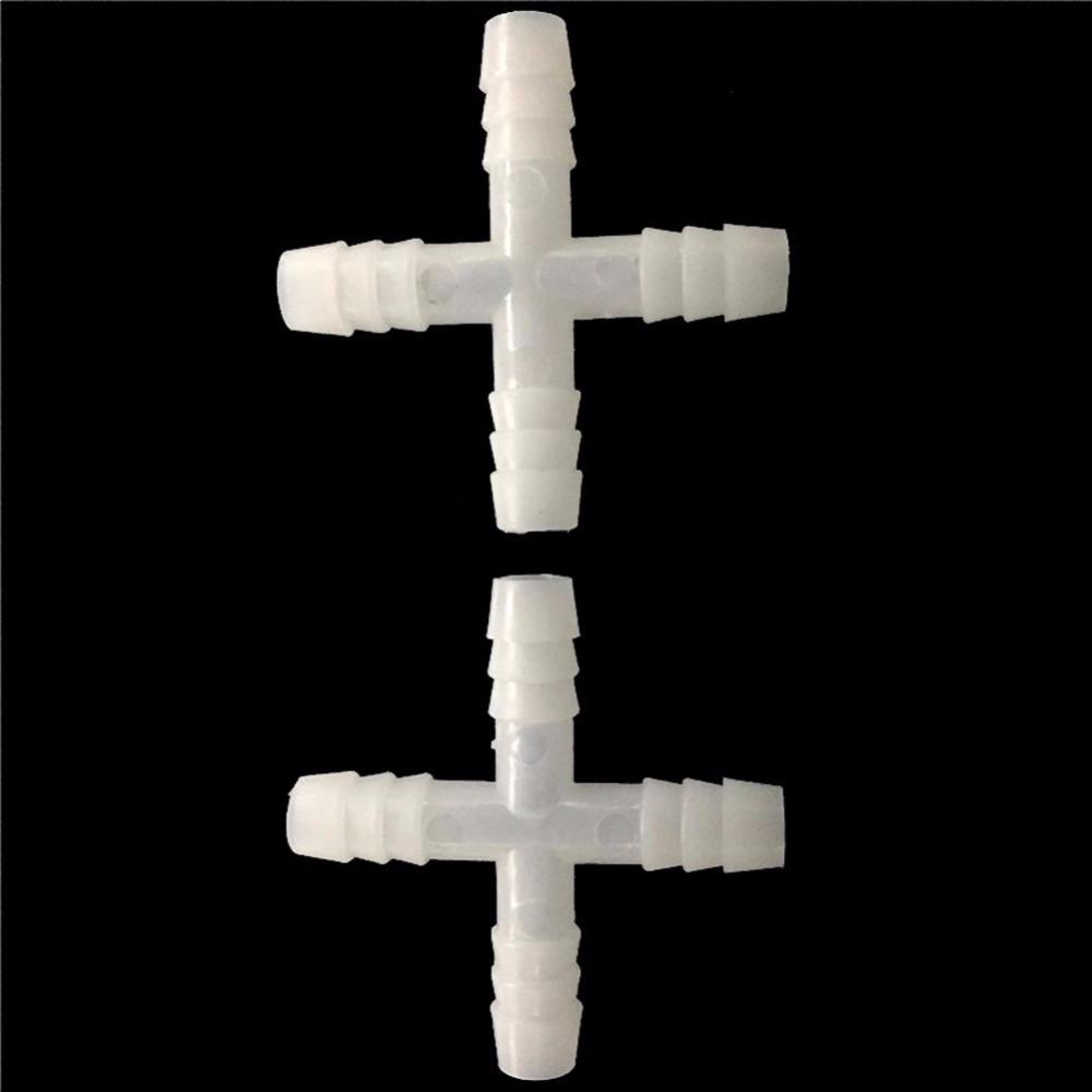 20 Stück 8mm 4-Wege-Kreuz-Barb-T-Verbinder Wasserverteiler Bewässerungsfitting für Gartenschlauch Gartenbewässerungssystem Gewächshaus