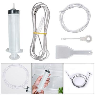 Refrigerator Drain Clean Brush Kit Wash Brush Suction Syringe 115cm Hose Fridge Drain Hole Cleaner Stick Dredge Anti Clogging
