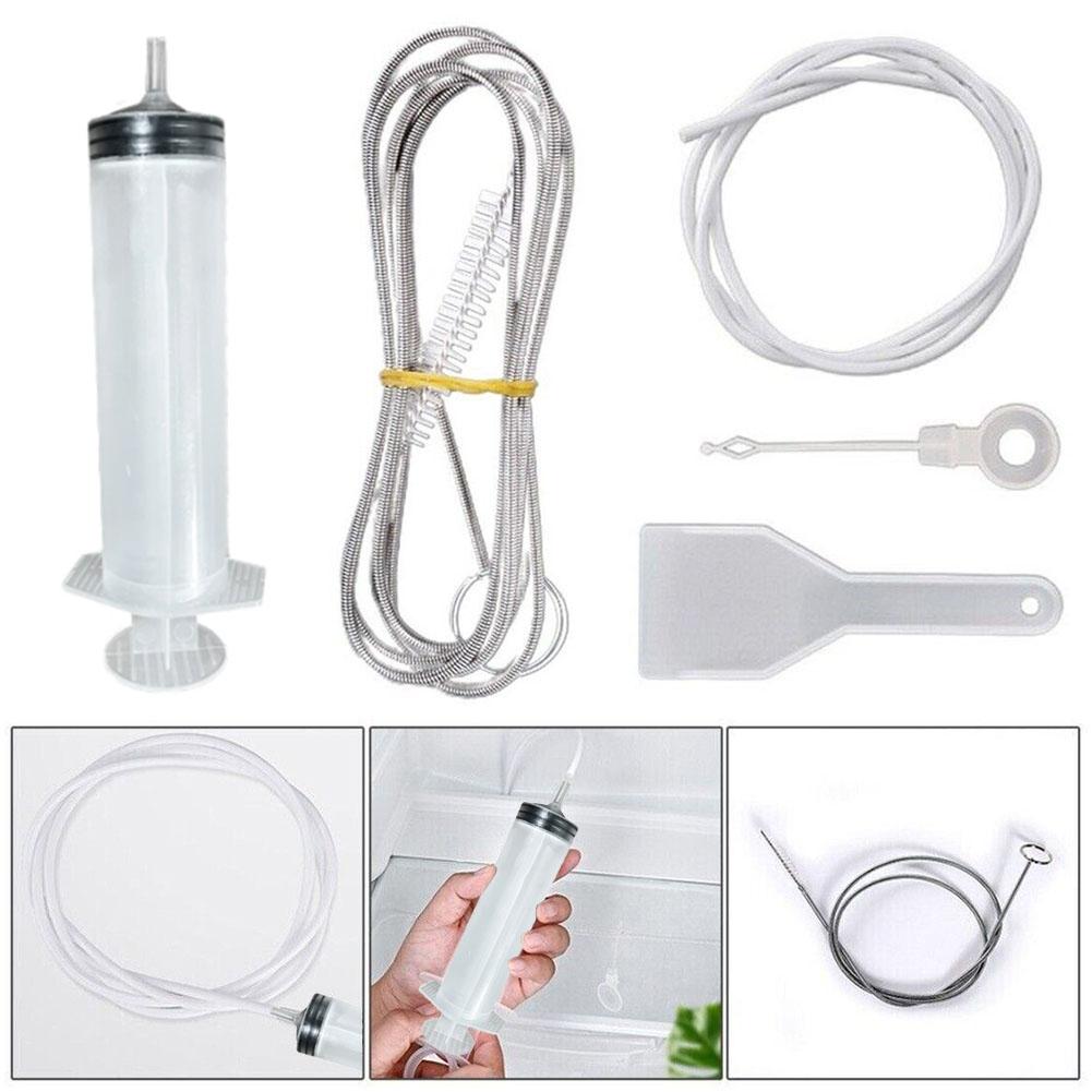 

Refrigerator Drain Clean Brush Kit Wash Brush Suction Syringe 115cm Hose Fridge Drain Hole Cleaner Stick Dredge Anti Clogging spain