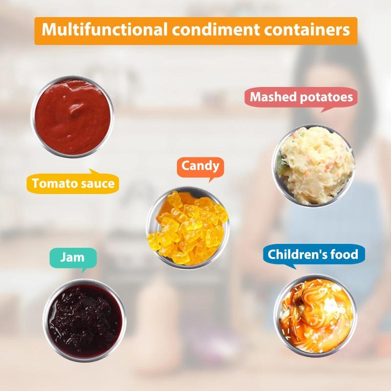 1/2 buc. Cupă reutilizabilă pentru sos din oțel inoxidabil cu capace din silicon Recipient pentru condimente Sos pentru salată Picnic Cutie de prânz pentru depozitarea alimentelor