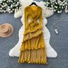 Autumn Winter Women Elegant 3D Flower Ruffles Miyake Fold Christmas Party Oversized Loose Lace-up Dresses