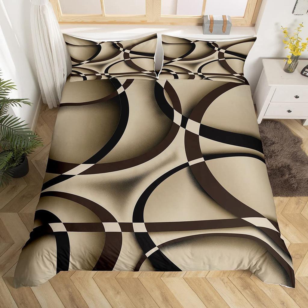 Black Purple Abstract Lines Three-Piece Quilt Cover 3D Digital Printing Bedding Set Bed Cover
