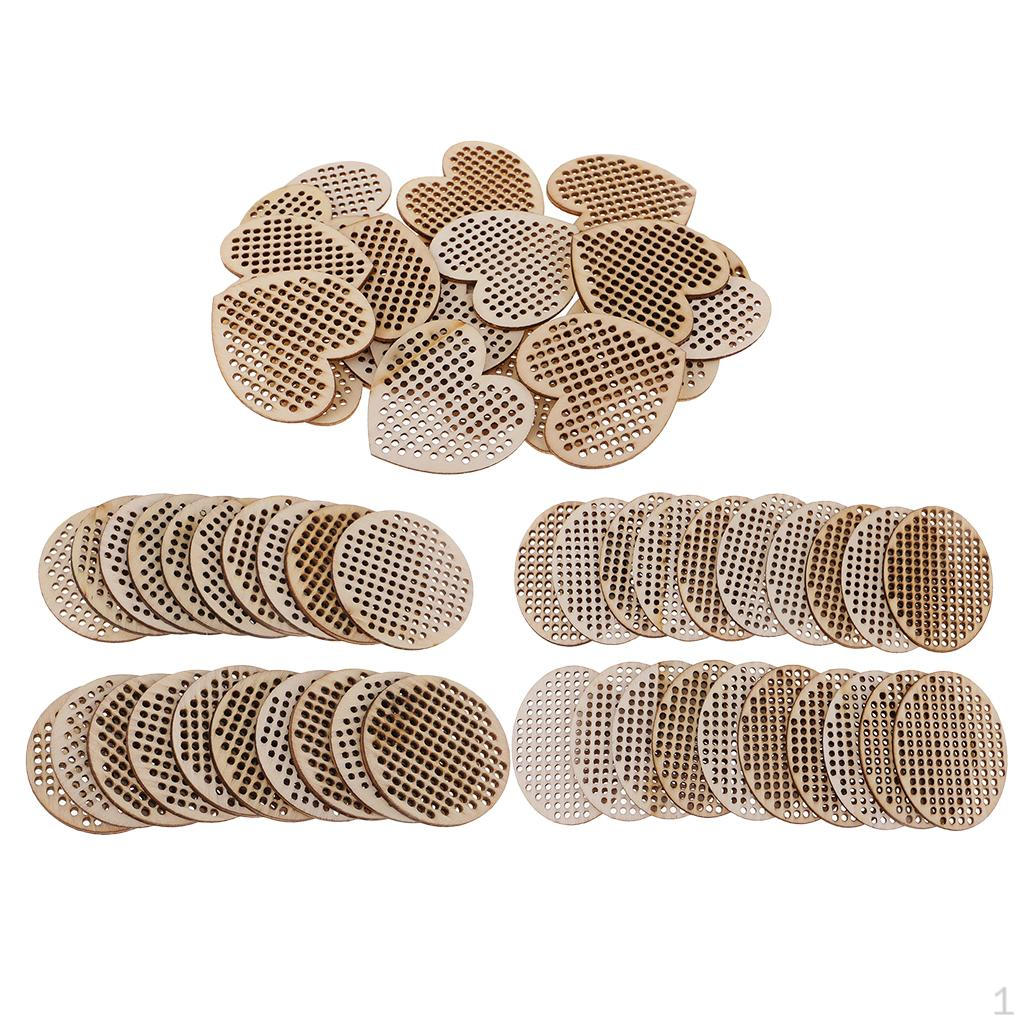 

60 Multi-hole Wooden Pendant for DIY Counted Stitch Jewelry Craft