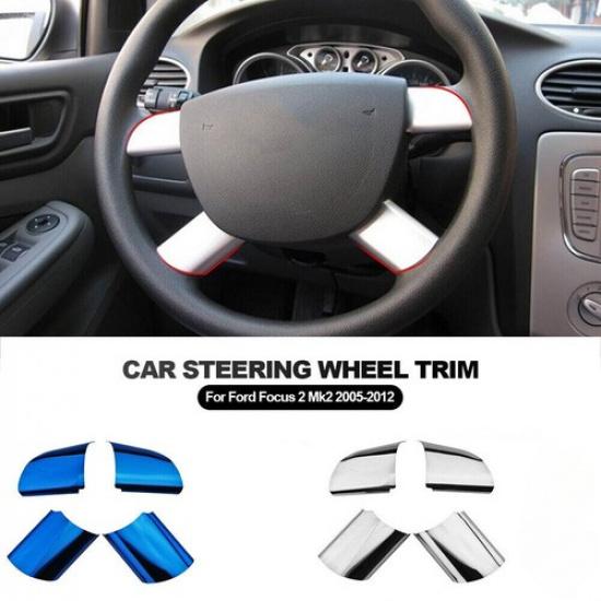 4Pcs Car Steering Wheel Panel Sequins Cover Trim for Ford Focus 2 Mk2 2005-2012