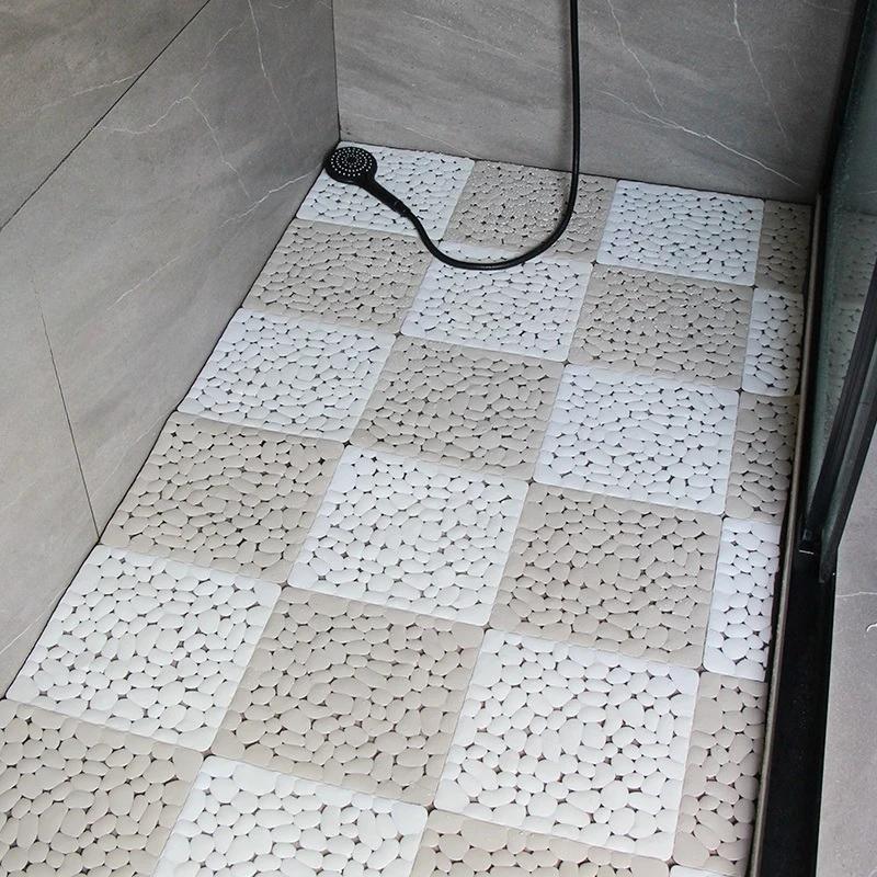 Interlocking Rubber Floor Tiles Non-Slip Pool Mat Soft PVC Splicing Shower Mat Outdoor Cushion Mat for Bathroom Deck Drain Pool