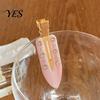 Smooth Opening Hair Clip Acetate Sheet Plate Hairpin, Rounded Rhinestones Inlay Pin, Elastic Clasp for Bangs And Broken Gentle Pattern