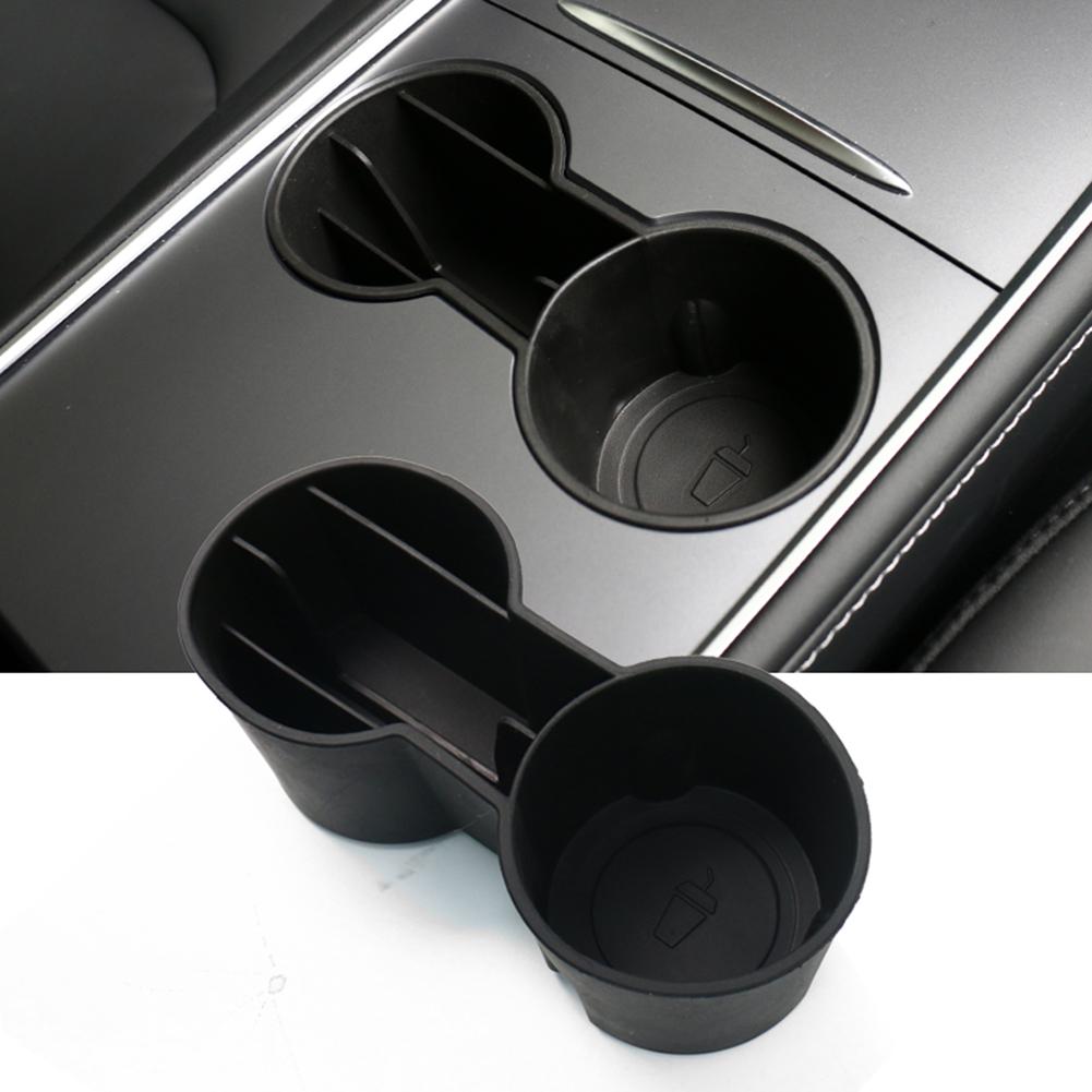 Dual TPE Car Center Console Water Cup Holder Insert for Tesla Model 3 Y  Auto Interior Storage