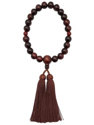 Kyoto Buddhist Prayer Beads for Men, Glossy Rosewood with Agate, Rayon Tassel, Paper Box - Suitable for All Sects -