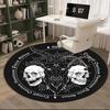 Devil's Horns And Symbols round carpet Chair cushion Round Entryway Rug, Soft Round Rugs for Living Room, Bedroom, Circle Carpet decor gifts