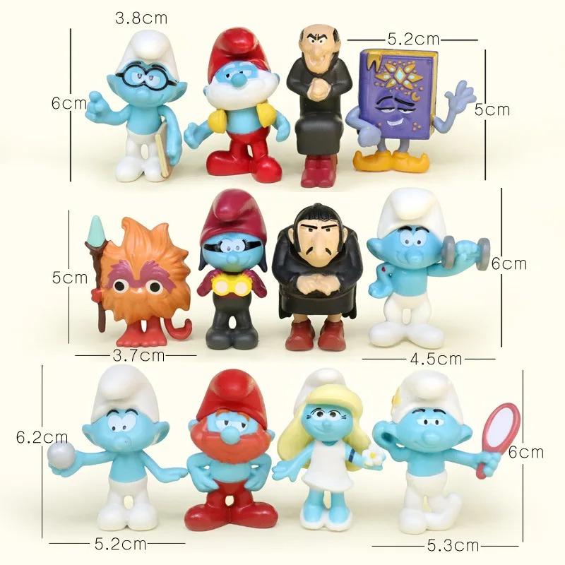 12pcs Smurfs Disney Figure Model Blue Elf Baby Cake Doll Shape Ornaments Birthday Gift