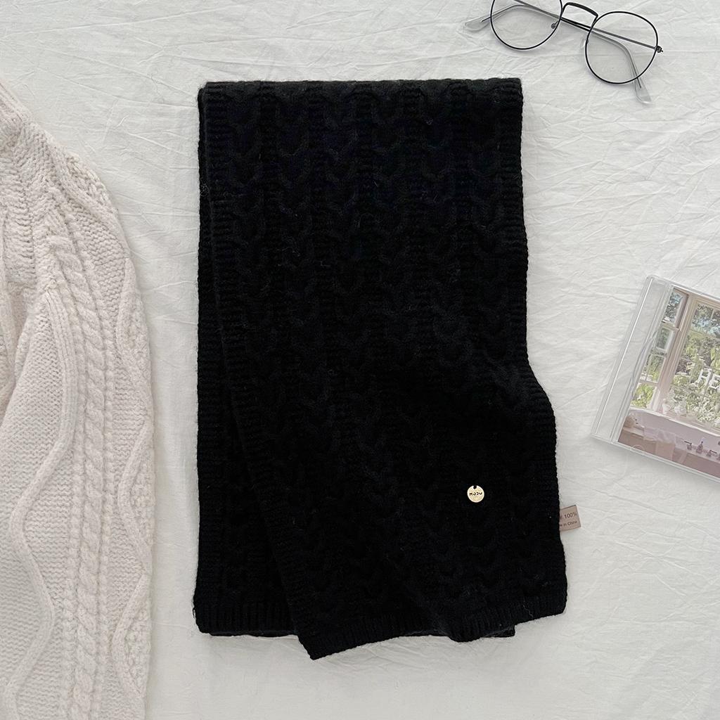 Wool Scarf Winter Solid Color Knitted Scarf Universal Warm Scarf Holiday Gift