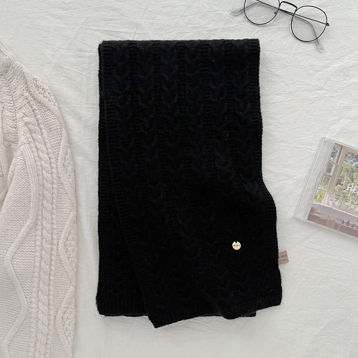 

Новый шарф из 100% шерсти Зимний однотонный вязаный шарф Универсальный теплый шарф Праздничный подарок 160CM