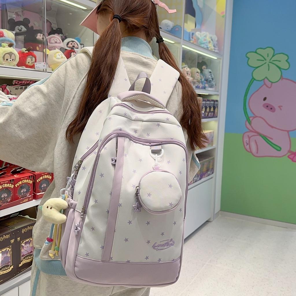Schoolbag Korean new cute backpack versatile fresh ins lightweight large-capacity backpack star college student first school bag