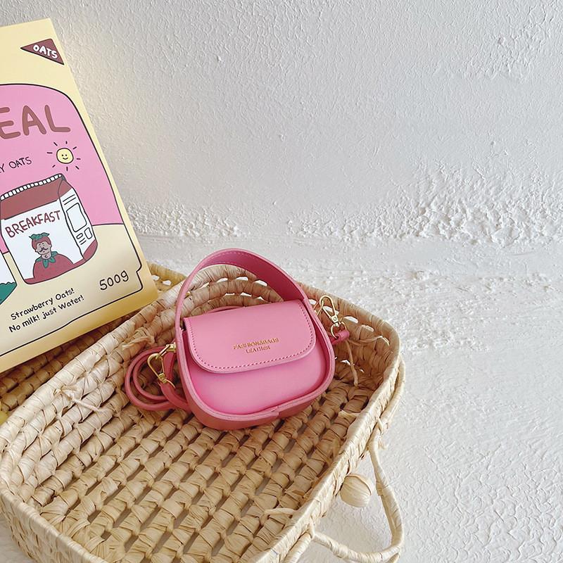 Adorable Mini Pu Leather Girls Handbag Stylish Vintage Crossbody Bag For Kids