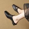 Fashion 2025 New Summer Women Mules Genuine Leather Women Shoes Square Toe Chunky Heel Shoes Cover Toe Slingback Sandals Slippers